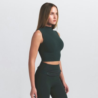 NikeSKIMS VINTAGE SEAMLESS MOCK NECK BRA TOP - DARK TEAL - image 12
