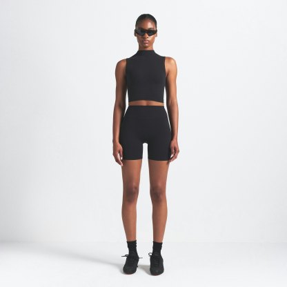 NikeSKIMS VINTAGE SEAMLESS MOCK NECK BRA TOP - OBSIDIAN