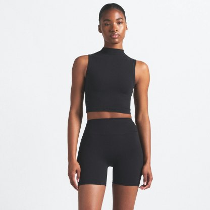 NikeSKIMS VINTAGE SEAMLESS MOCK NECK BRA TOP - OBSIDIAN - image 2