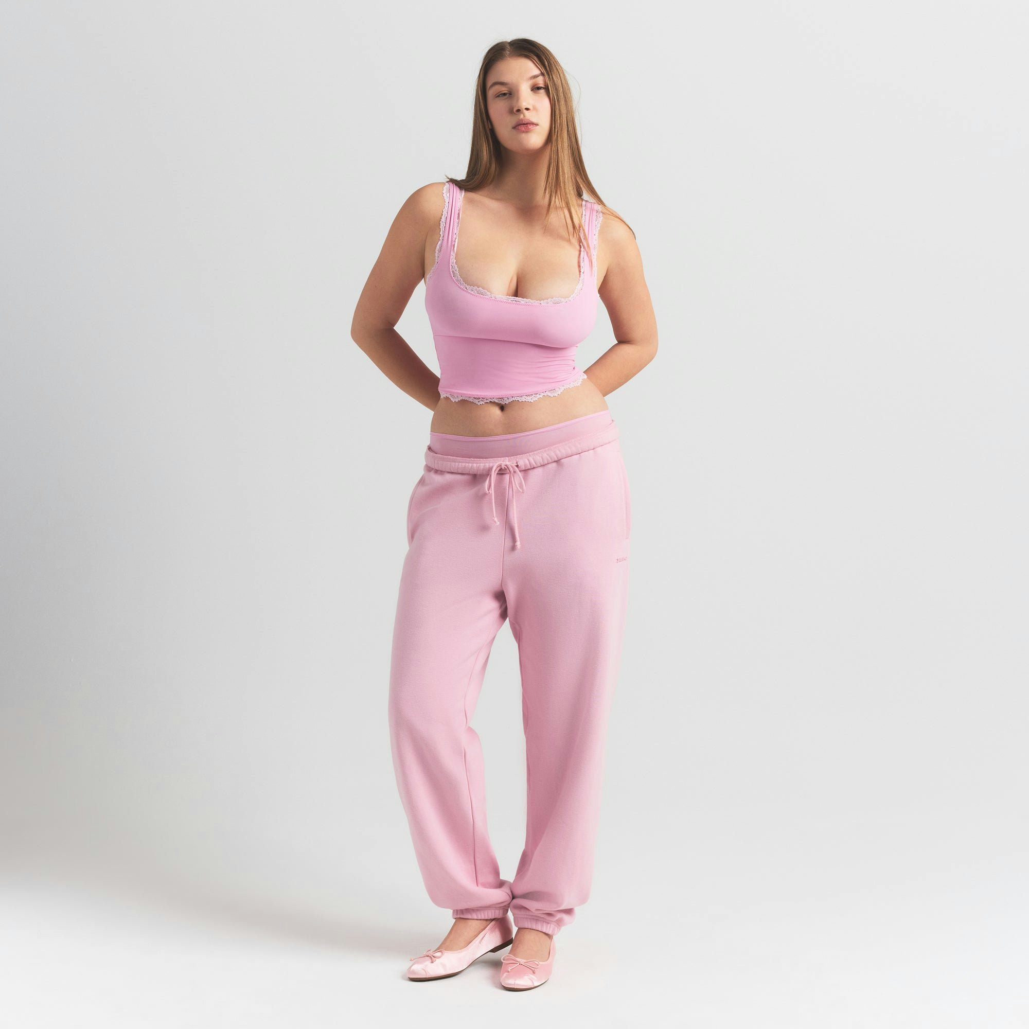FITS EVERYBODY LACE TANK - BUBBLE GUM TONAL