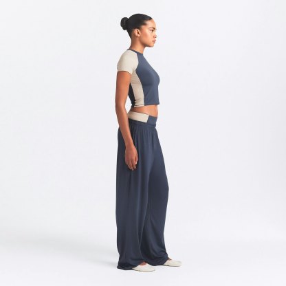 NikeSKIMS MATTE SHINE MIX CROPPED BABY TEE - DEEP ROYAL AND STONE - image 5