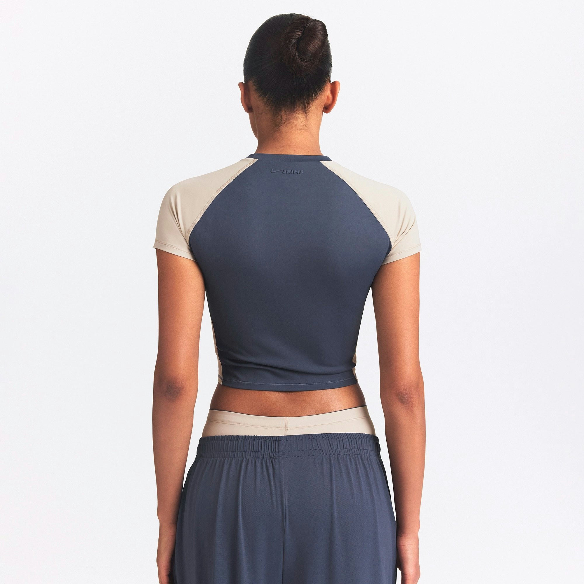 NikeSKIMS MATTE SHINE MIX CROPPED BABY TEE - DEEP ROYAL AND STONE - image 3