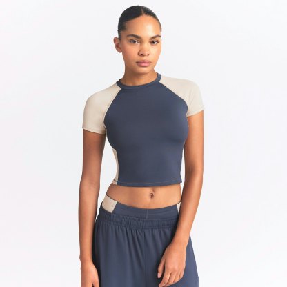 NikeSKIMS MATTE SHINE MIX CROPPED BABY TEE - DEEP ROYAL AND STONE - image 2