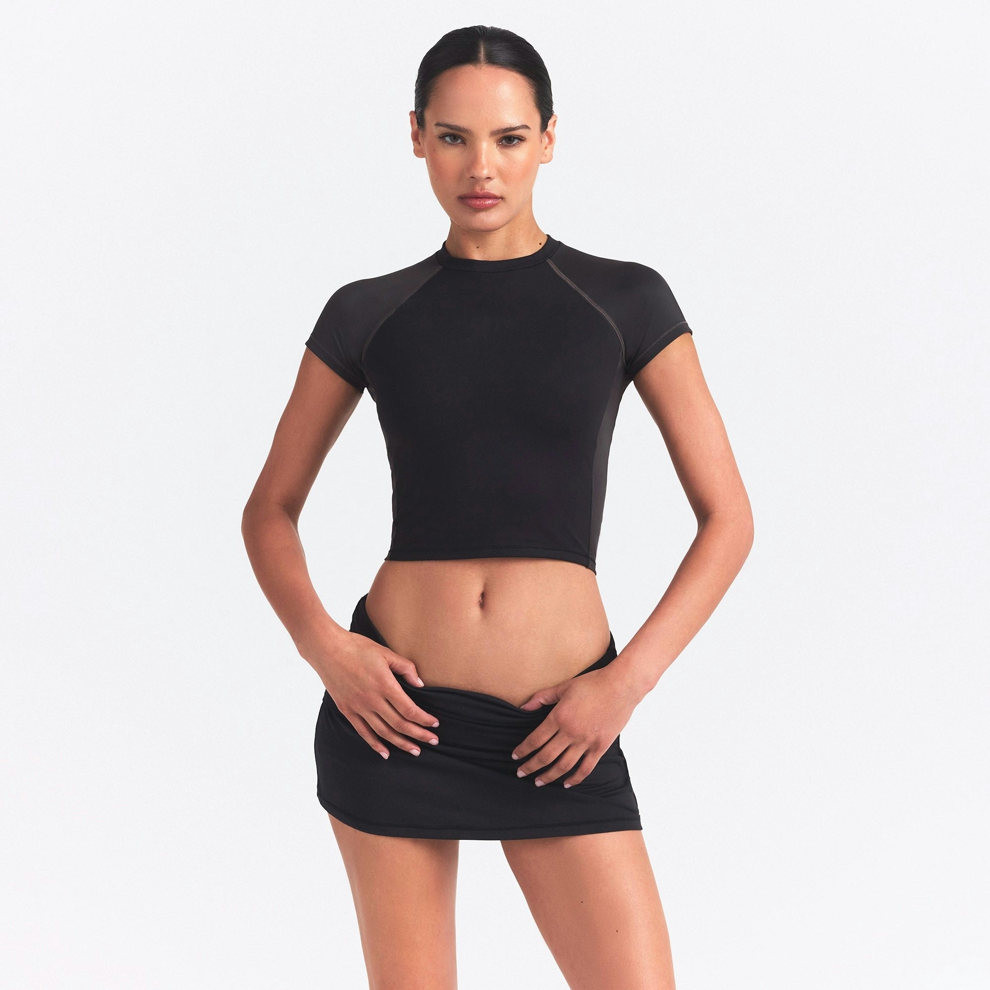 NikeSKIMS MATTE SHINE MIX CROPPED BABY TEE - OBSIDIAN AND IGNEOUS - image 9