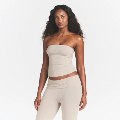 COTTON JERSEY TUBE TOP - STONE - image 7