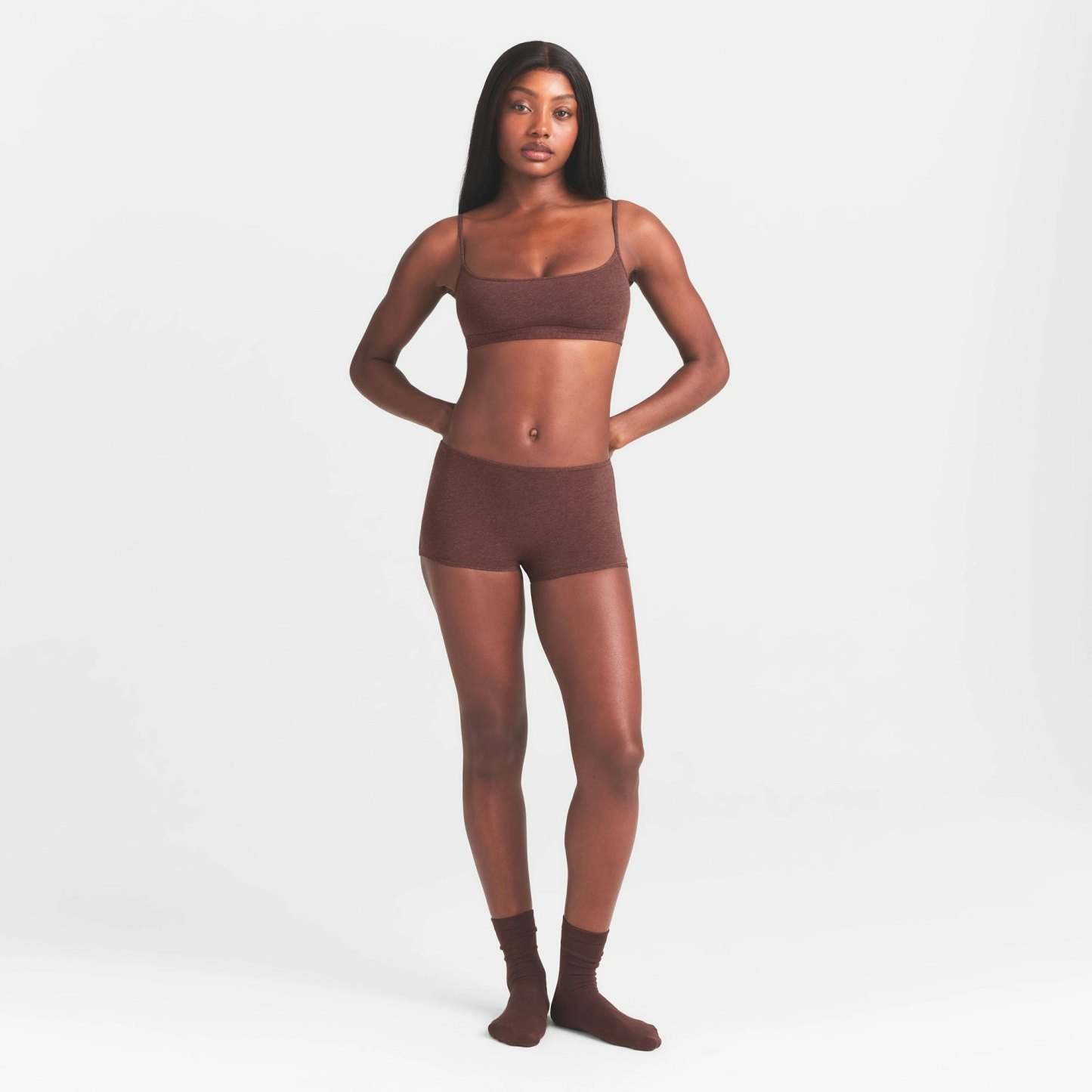 EVERYDAY COTTON BOY SHORT - COCOA HEATHER