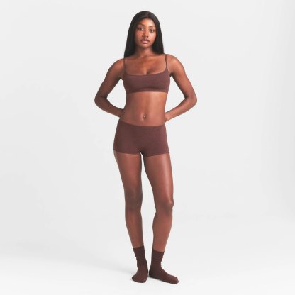 EVERYDAY COTTON BOY SHORT - COCOA HEATHER