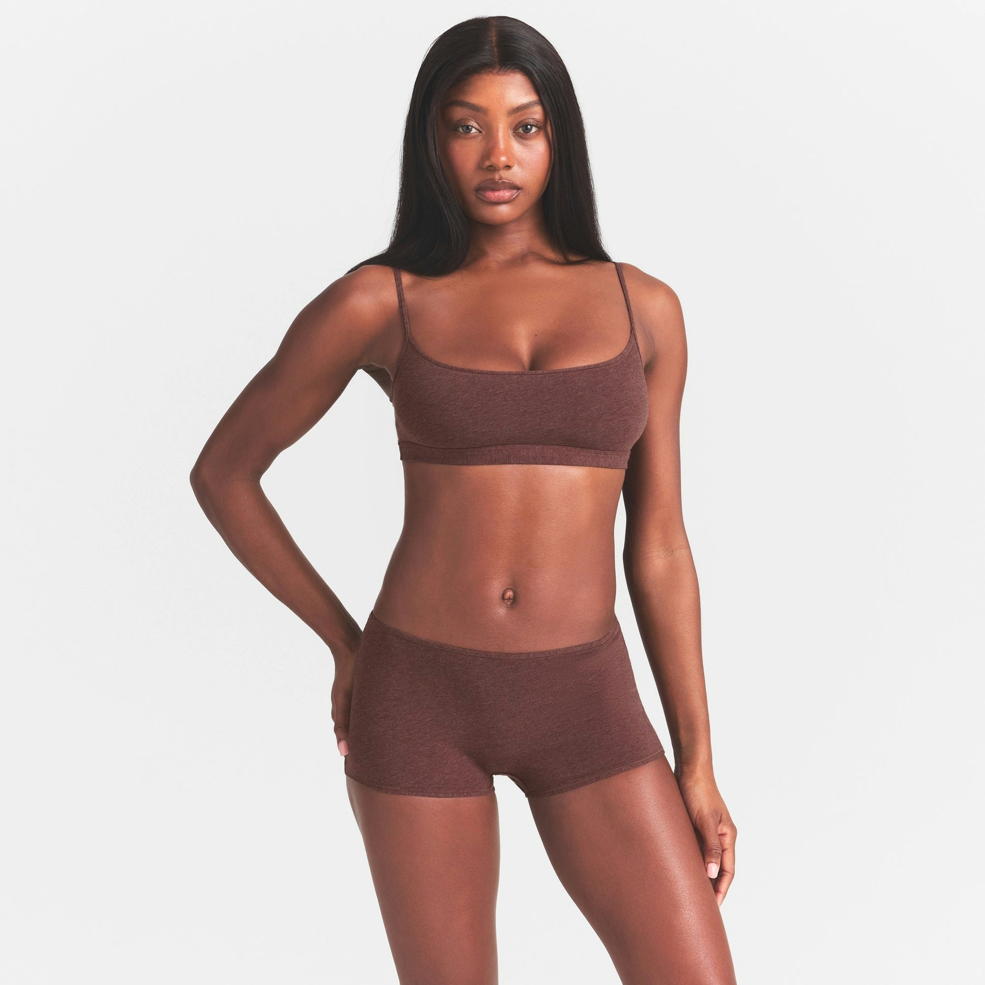 EVERYDAY COTTON BOY SHORT - COCOA HEATHER