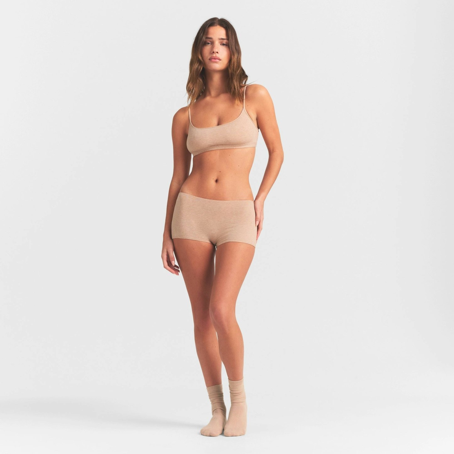 EVERYDAY COTTON BOY SHORT - CLAY HEATHER