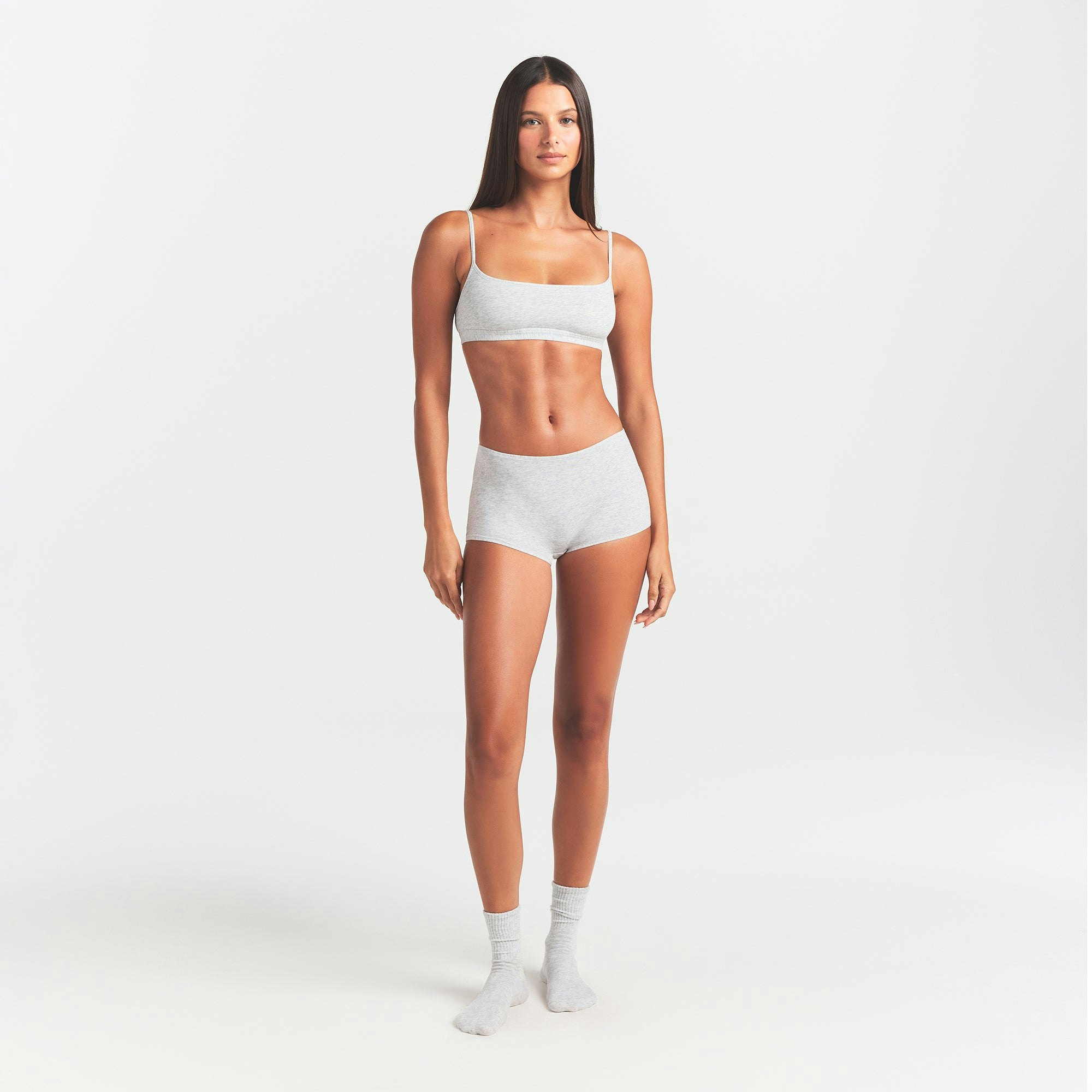 EVERYDAY COTTON BOY SHORT - LIGHT HEATHER GREY
