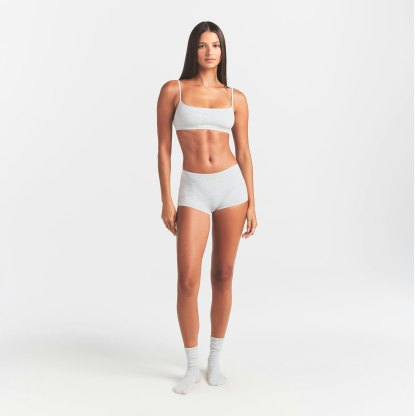 EVERYDAY COTTON BOY SHORT - LIGHT HEATHER GREY