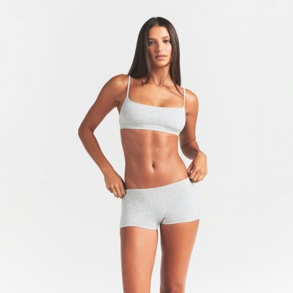 EVERYDAY COTTON BOY SHORT - LIGHT HEATHER GREY
