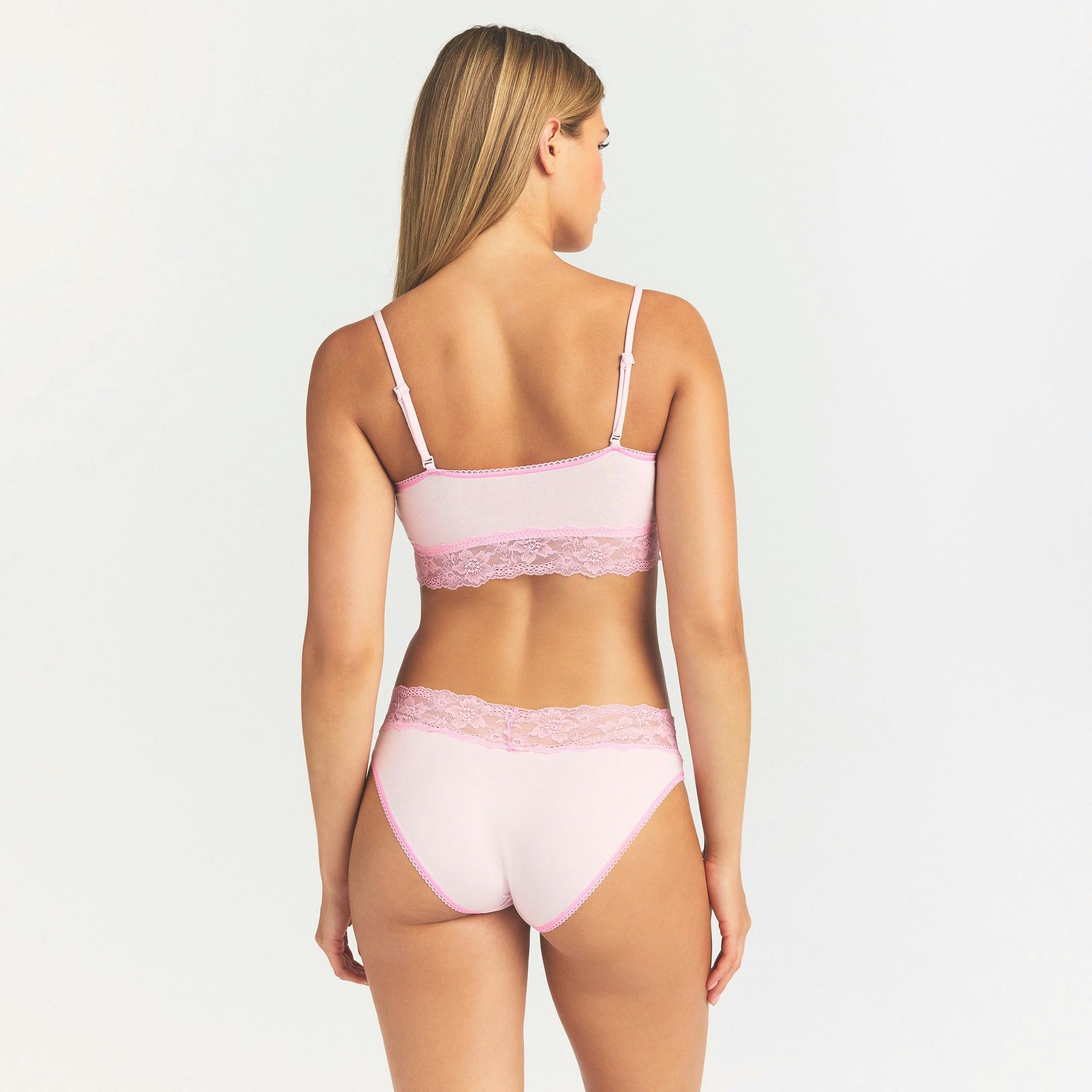 LIGHTWEIGHT COTTON WIDE LACE BRIEF - CHERRY BLOSSOM TONAL