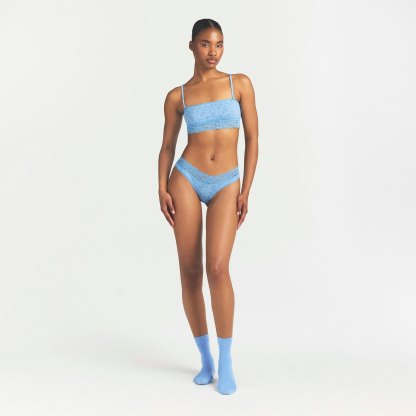 LIGHTWEIGHT COTTON WIDE LACE BRIEF - SURF DAINTY FLORAL PRINT