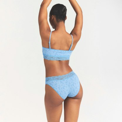 LIGHTWEIGHT COTTON WIDE LACE BRIEF - SURF DAINTY FLORAL PRINT