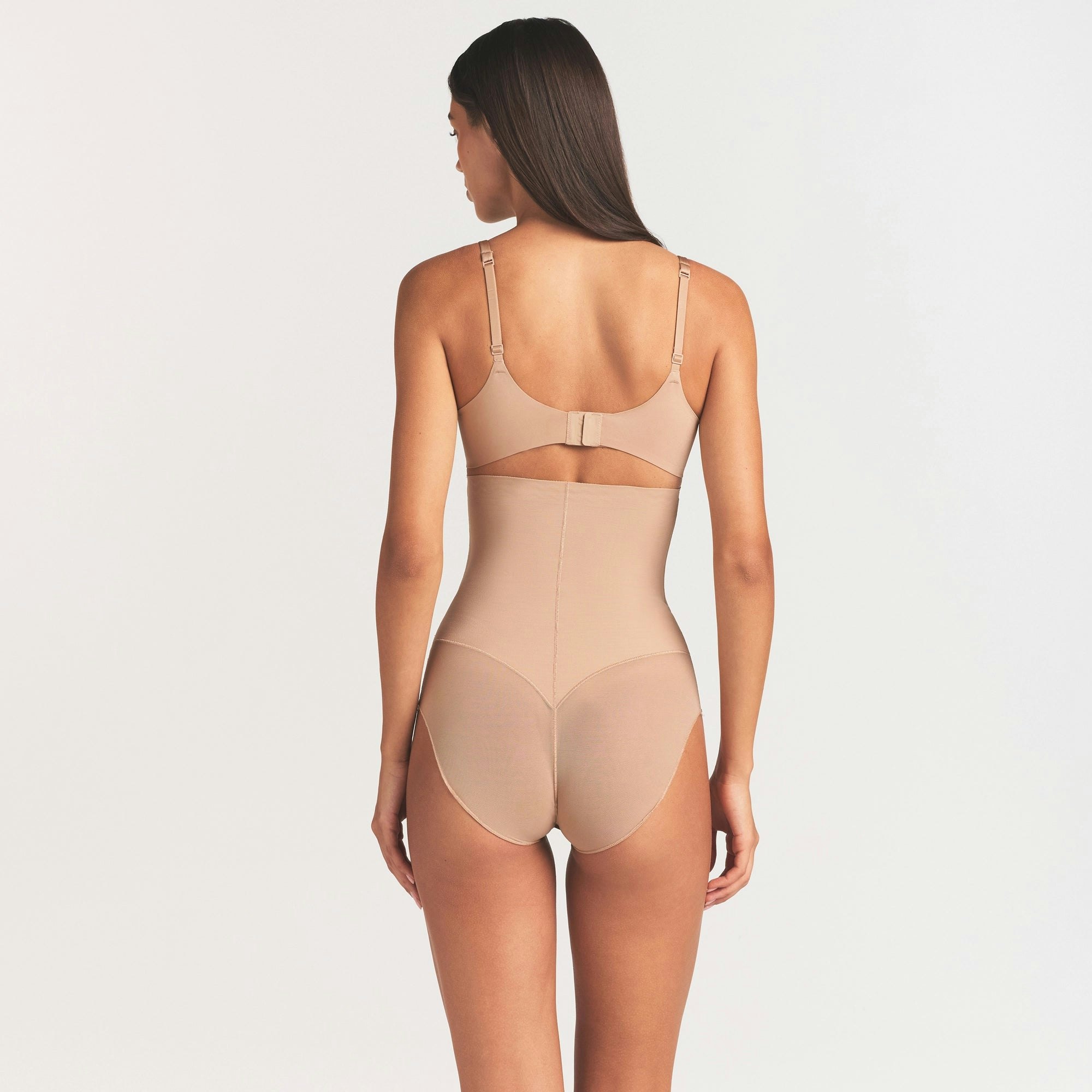 POWER MESH SHAPEWEAR CORE SCULPT HIGH-WAISTED BRIEF - CLAY
