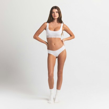 LIGHTWEIGHT COTTON LACE HIPSTER - SNOW