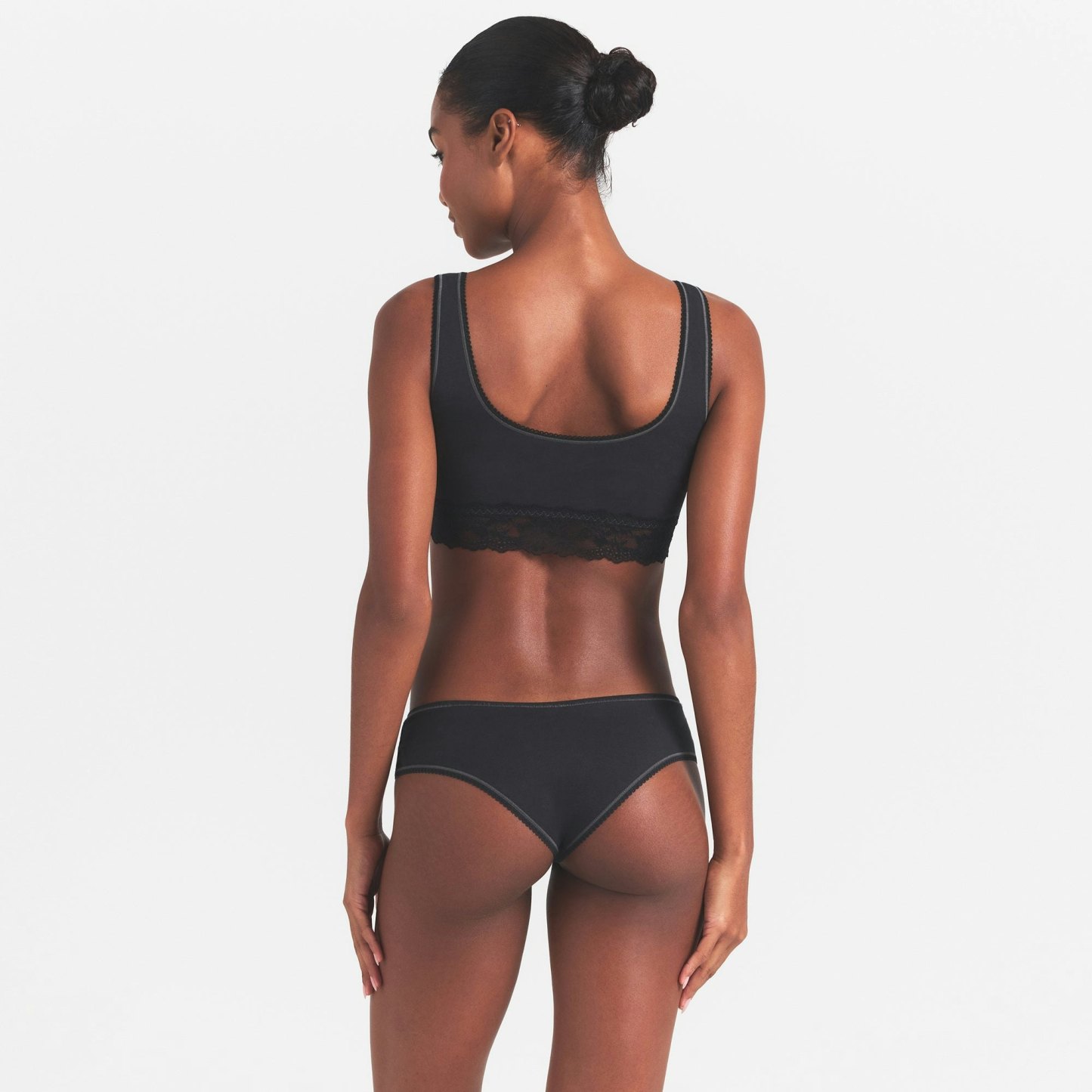 LIGHTWEIGHT COTTON LACE HIPSTER - SOOT TONAL