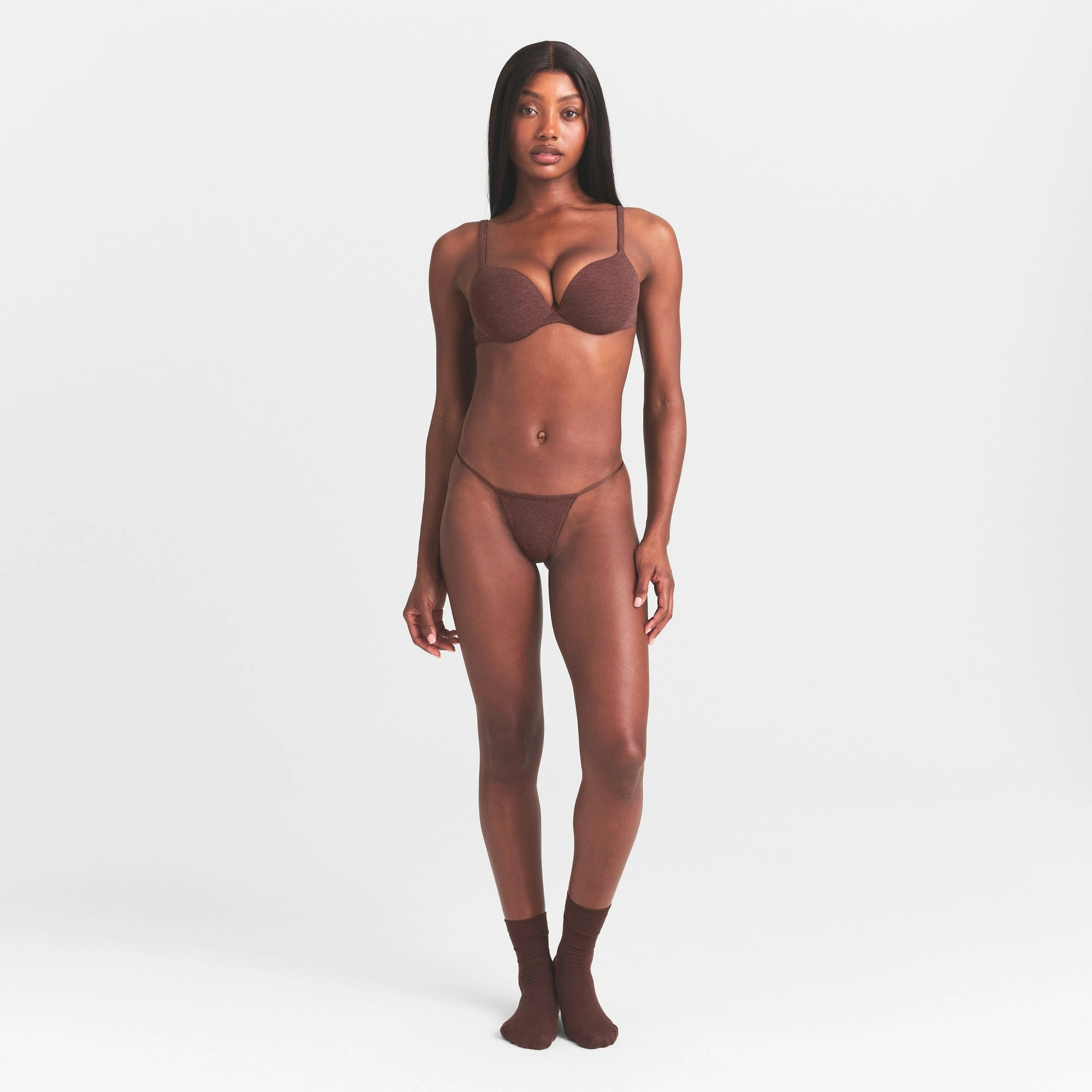 EVERYDAY COTTON STRING THONG - COCOA HEATHER