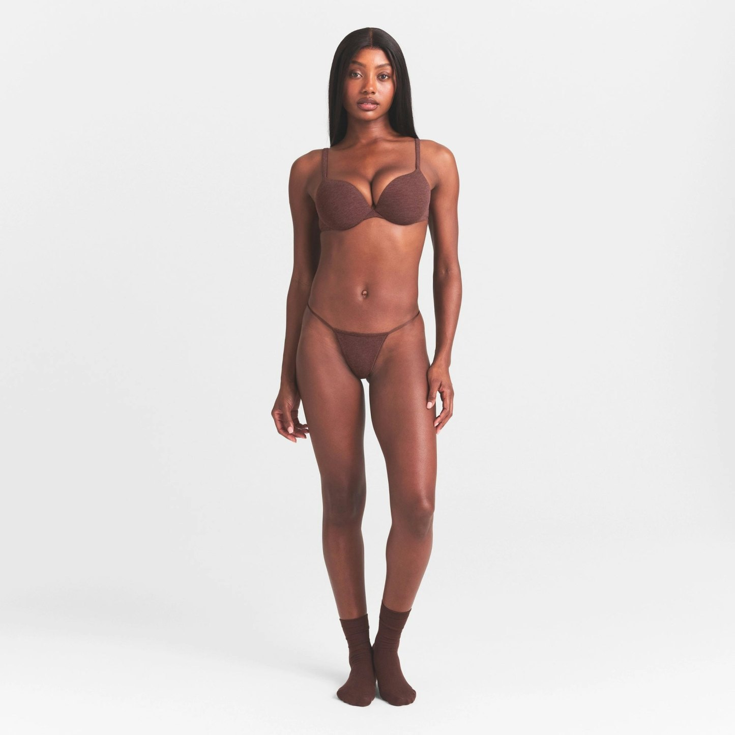 EVERYDAY COTTON STRING THONG - COCOA HEATHER