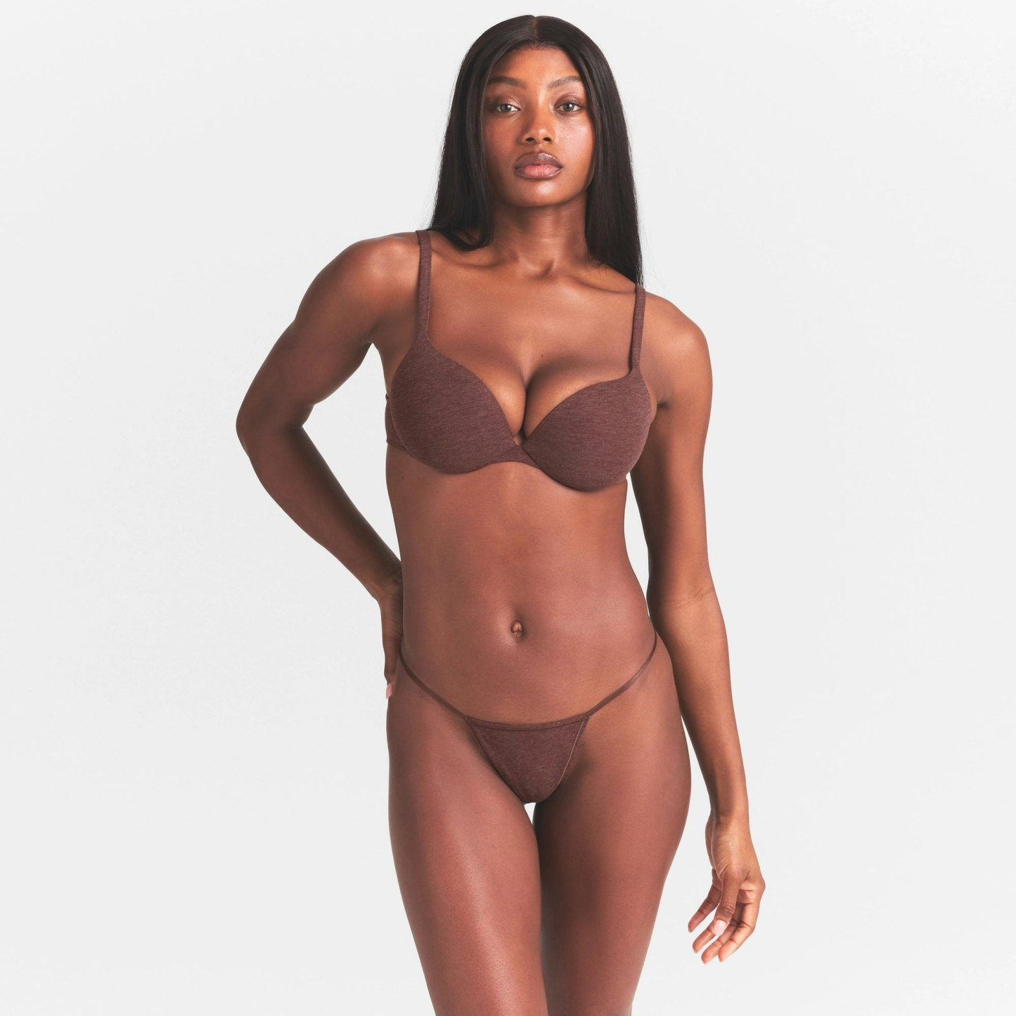 EVERYDAY COTTON STRING THONG - COCOA HEATHER