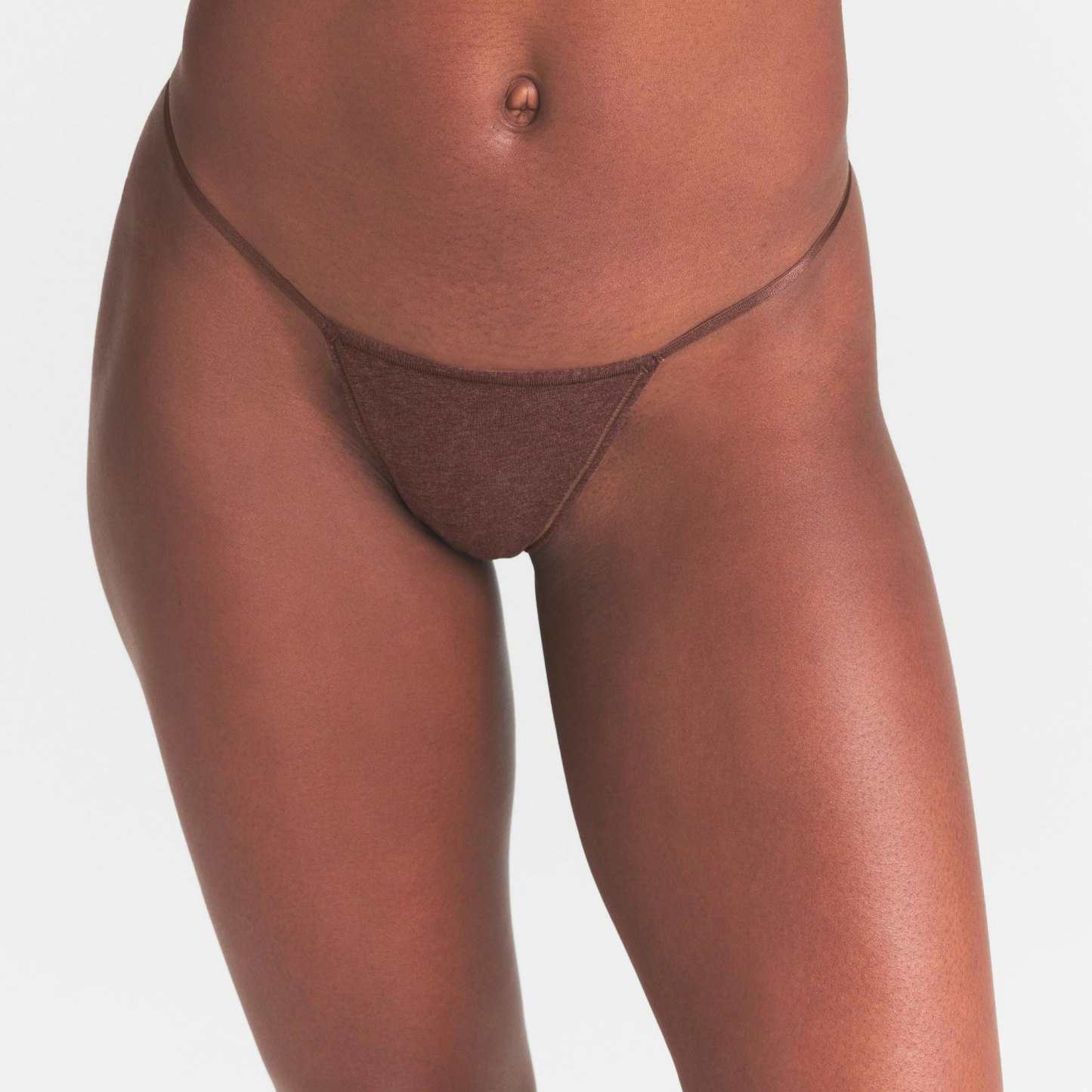 EVERYDAY COTTON STRING THONG - COCOA HEATHER