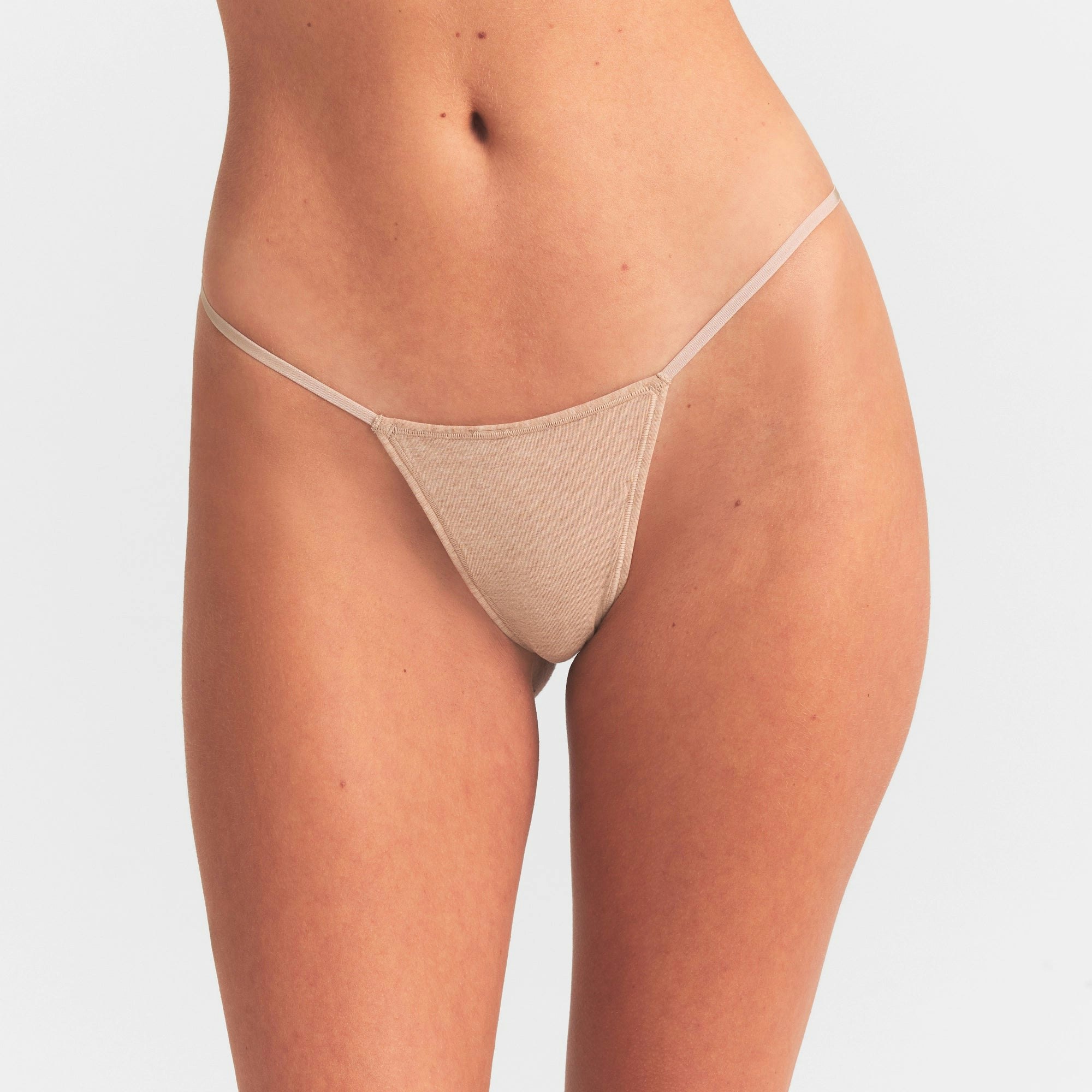 EVERYDAY COTTON STRING THONG - CLAY HEATHER