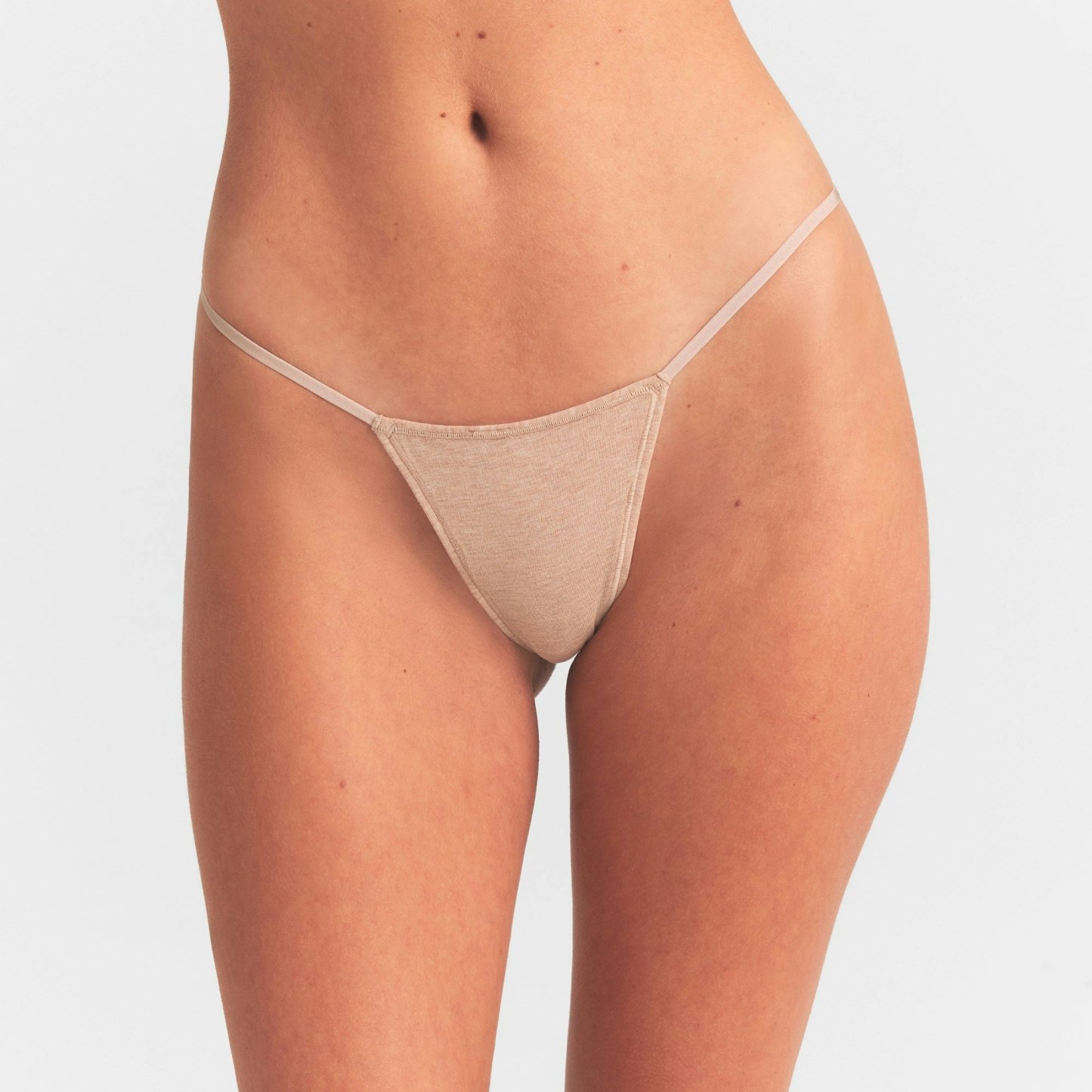 EVERYDAY COTTON STRING THONG - CLAY HEATHER