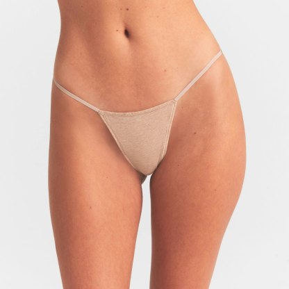 EVERYDAY COTTON STRING THONG - CLAY HEATHER