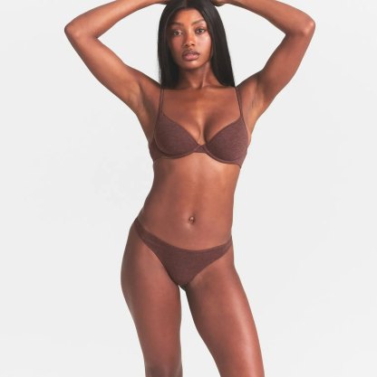 EVERYDAY COTTON THONG - COCOA HEATHER
