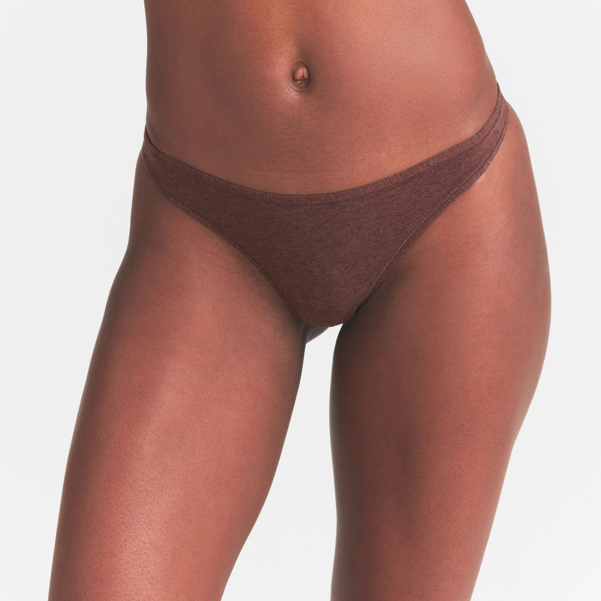 EVERYDAY COTTON THONG - COCOA HEATHER