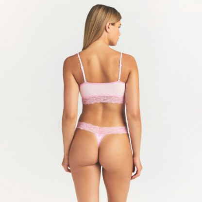 LIGHTWEIGHT COTTON WIDE LACE THONG - CHERRY BLOSSOM TONAL