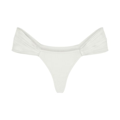 ULTRA FINE MESH DRAPED THONG - IVORY
