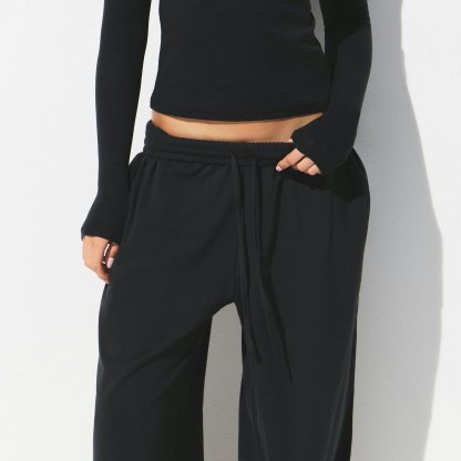 COTTON JERSEY WIDE LEG PANT - SOOT - image 7