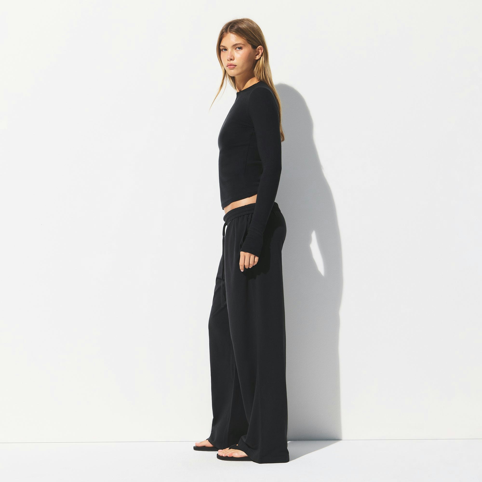 COTTON JERSEY WIDE LEG PANT - SOOT - image 8