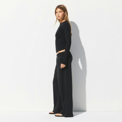 COTTON JERSEY WIDE LEG PANT - SOOT - image 8
