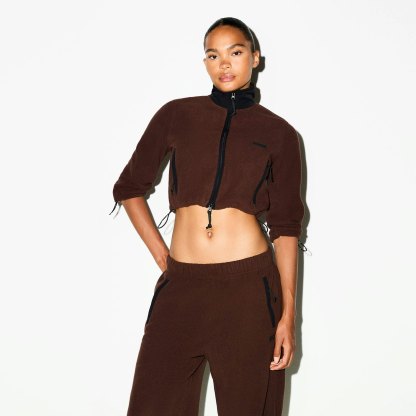 OUTDOOR FLEECE CROPPED 3/4 SLEEVE JACKET - COCOA - image 8