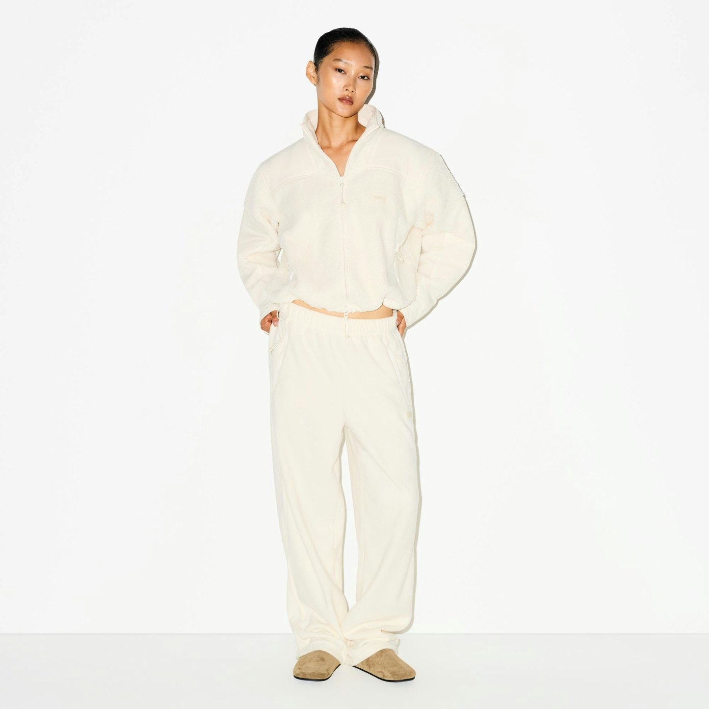 OUTDOOR FLEECE STRAIGHT LEG PANT - ECRU - image 3