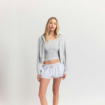 COTTON JERSEY ZIP UP HOODIE - LIGHT HEATHER GREY - image 19