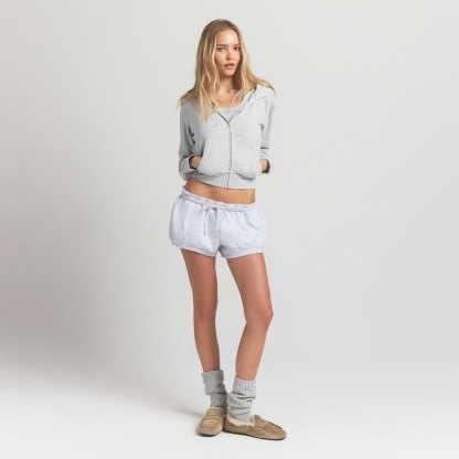 COTTON JERSEY ZIP UP HOODIE - LIGHT HEATHER GREY - image 16