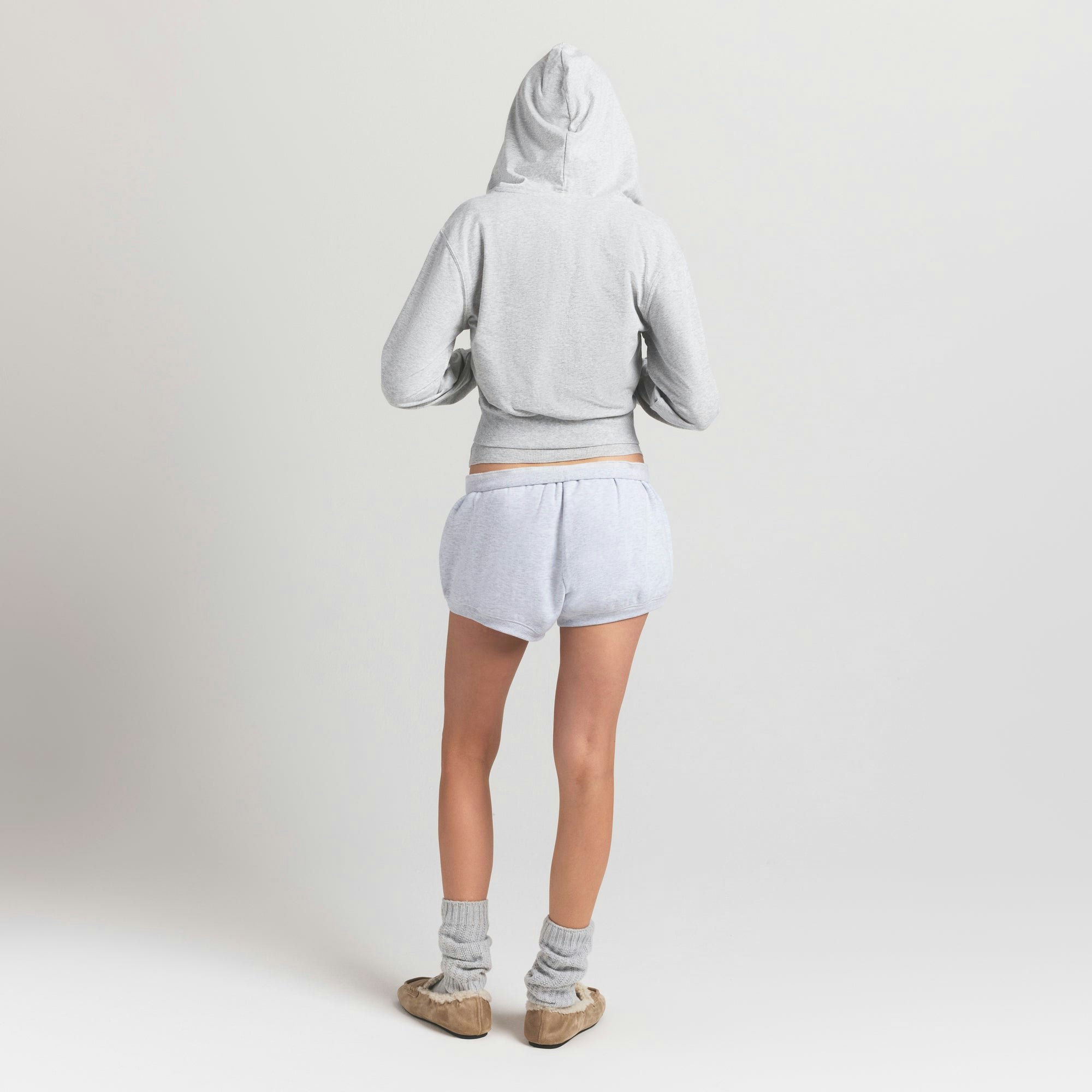 COTTON JERSEY ZIP UP HOODIE - LIGHT HEATHER GREY - image 18