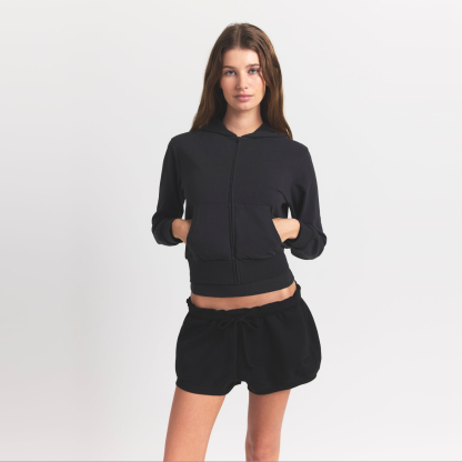 COTTON JERSEY ZIP UP HOODIE - SOOT - image 2