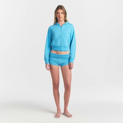 COTTON JERSEY ZIP UP HOODIE - WATER - image 12