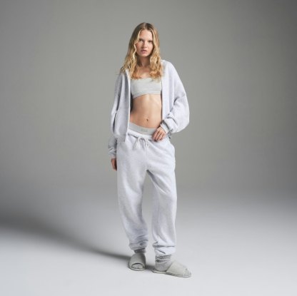 COTTON FLEECE CLASSIC ZIP UP HOODIE - LIGHT HEATHER GREY