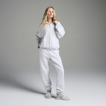 COTTON FLEECE CLASSIC ZIP UP HOODIE - LIGHT HEATHER GREY - image 2