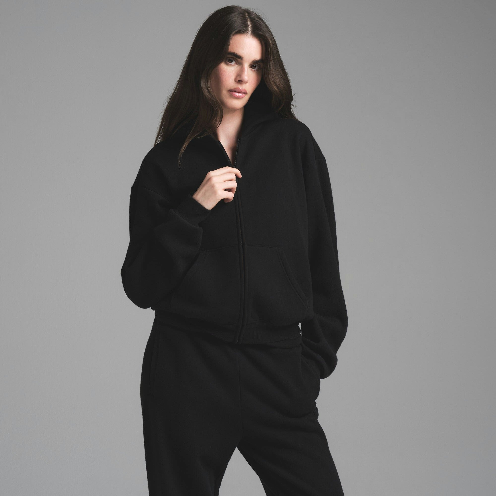 COTTON FLEECE CLASSIC ZIP UP HOODIE - ONYX - image 25