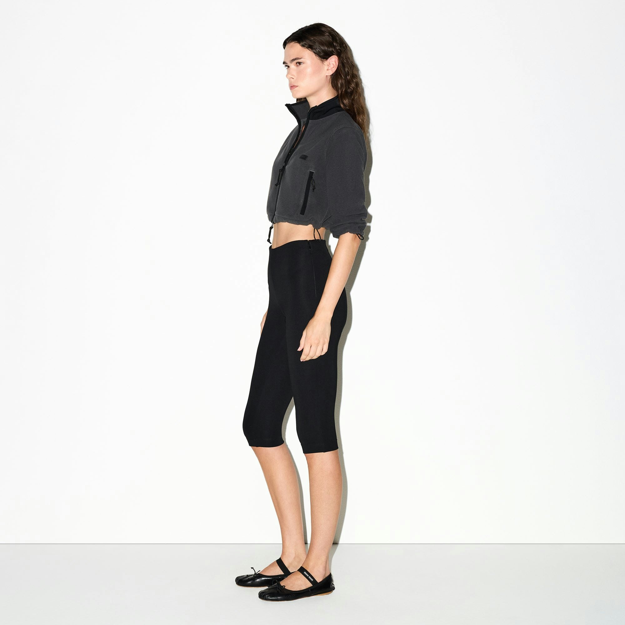 OUTDOOR FLEECE CROPPED 3/4 SLEEVE JACKET - ASH - image 12