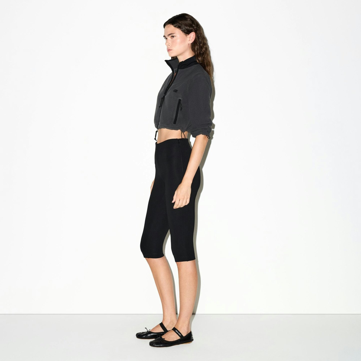 OUTDOOR FLEECE CROPPED 3/4 SLEEVE JACKET - ASH - image 12