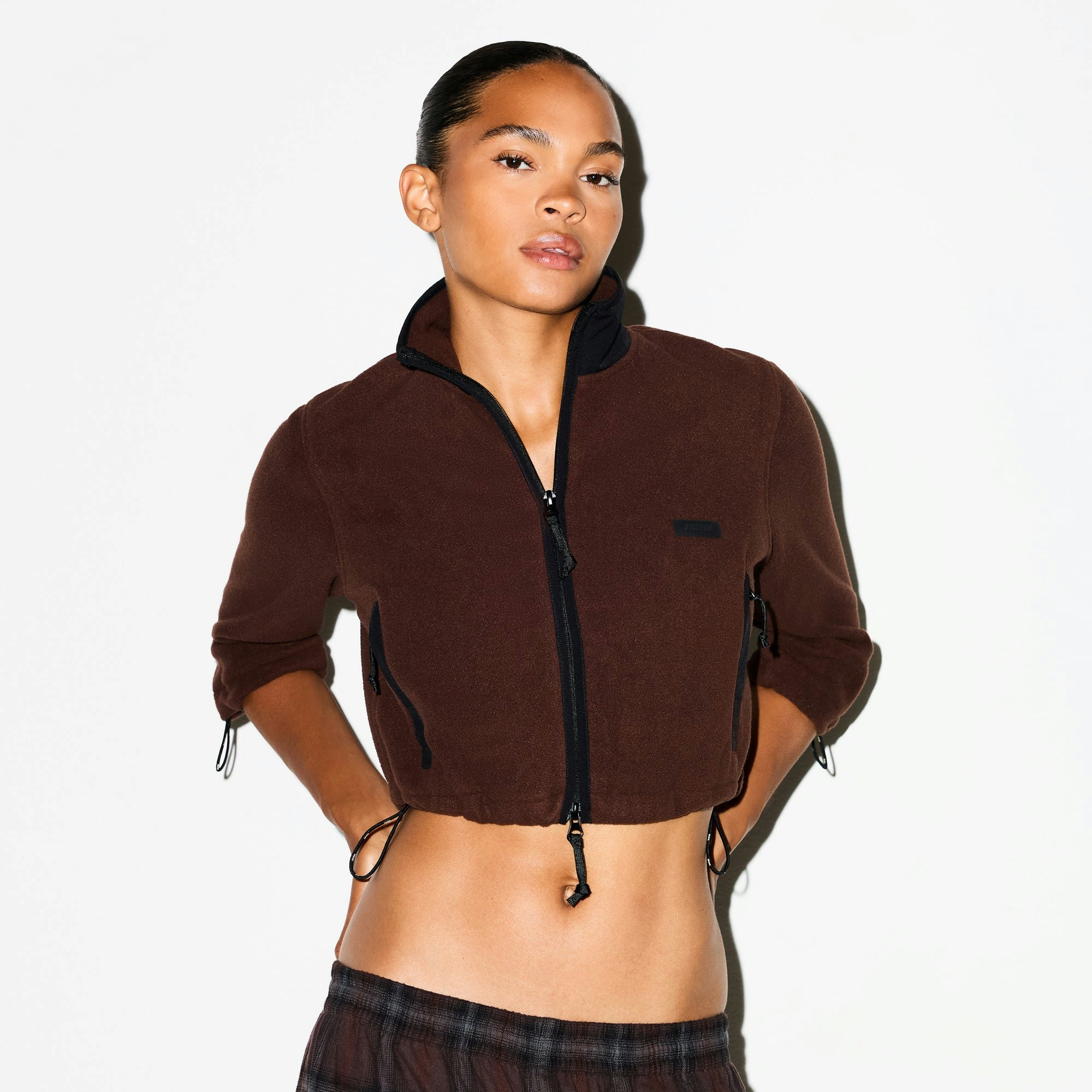 OUTDOOR FLEECE CROPPED 3/4 SLEEVE JACKET - COCOA - image 7