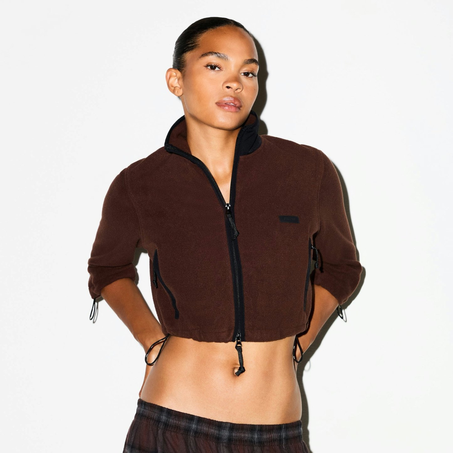 OUTDOOR FLEECE CROPPED 3/4 SLEEVE JACKET - COCOA - image 7